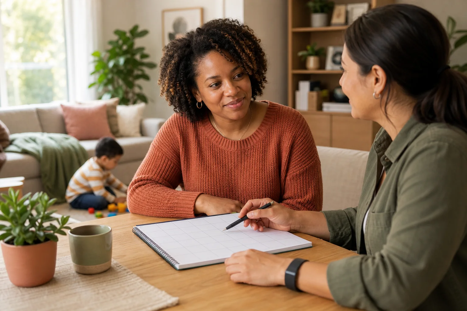 Parent planning a child respite stay with a coordinator